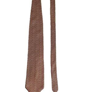 Perry Ellis Portfolio Silk Tie Men Brown Yellow Geometric Career Dad Gift 3.5" W
